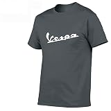 JJZXLQ Men Summer Casual Short Sleeve Cotton Vespa T-Shirt Single Button Placket Plain Unisex Round Neck S