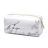 Fliyeong Make-up-Tasche, Marmor, multifunktional, Organizer, tragbare Kosmetiktasche, Reisepinselhalter, Reißverschluss, Aufbewahrungstasche, goldener Reißverschluss, langlebig und nü