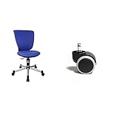 Topstar Titan Junior 3D, mitwachsender Kinderdrehstuhl, blau, 45 x 45 x 100 cm & 6991 Rollenset, Hartbodenrollen für Bürostuhl, Rollenset = 5 Rollen für Schreibtischstuhl, schwarz, Stiftgröße 10