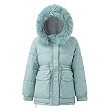 Wintermantel für Damen, warm, langer Mantel, Pelzkragen, Kapuzenjacke, schmaler Parka, Outwear, mit Fleece gefüttert, Trenchcoat, grün, 36