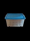 WieWin Eurobox mit Deckel azurblau und Rollen 60x40x30 cm 55 L