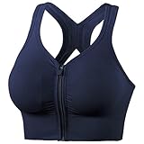Sport-BH Für Damen, Sport-BH Mit Reißverschluss Vorne, Ultra Bequemer Gepolsterter Kabelloser BH, Geeignet Für Sport, Yoga, Fitness D,S