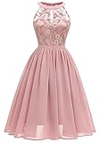 Laorchid Damen Abendkleid elegant Partykleid Sexy Damen Spitzenkleid cocktailkleid Festliche Kleid schulterfrei Kleid cocktailkleid a Linie Rose S