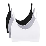 Vertvie Damen 2/3/4er Set Basic Wohlfühl BH Sport BH Spaghettiträger Bralette ohne Bügel Nahtlose Gepolsterte mit Spaghetti Bra Top Low Support Bra(Schwarz/Weiß/Hellgrau, EU M/Tag L)