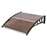 SHENRQIA Vordach Für Haustür, Transparentes Pultbogenvordach, Regendicht, UV-beständig, Leise Transparente Markise Für Balkon, Weiße Kunststoff-Konsolenmarkise 90 * 200