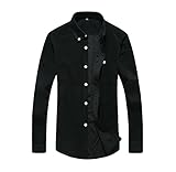 Hemd Herren Regular Fit Einfarbig Cord Hemd Herren Einfachheit Mode Langarm Shirt Herren Komfortabel Sanft Nicht-Eisen Hemd Herren Kent Kragen Knopfleiste Lassig Shirt H