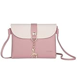 Lanling Kleine Crossbody Geldbörse für Damen,Leder Umhängetasche Hirsch Crossbody Frauen Handtasche kleine Geldbörse Telefon Tasche für Mädchen (Rosa)