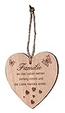 levandeo Herz 9x10cm Birkenholz Sprüche Familie Liebe Deko Holz Anhänger Love Geschenk Holzherz Holzdeko Wanddek