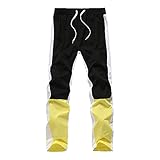 Briskorry Herren Patchwork Jogginghose, schmale Passform, Trainingshose, Trainingshose, Sporthose, Laufhose, Sweatpants mit T