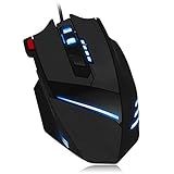 Lwieui Maus 7200 DPI Wired Gaming Mouse USB-Computer-LED-Hintergrundbeleuchtung Mäuse 7 Farbe für PC Office Home (Farbe : Black, Size : One Size)