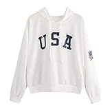 TWIFER Hoodie Brief Flagge Gedruckt Sweatshirt Langarm Pullover Tops B