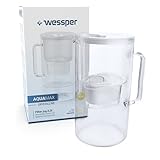 Wessper Wasserfilterkanne aus Glas 2.5 L Kompatibel mit Brita-Wasserfilterkartuschen, Inklusive 1 Wasserfilter-Kartusche, Reduziert Kalk und Chlor, Weiß