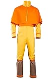 Linen Family Aang Cosplay Kostüm Halloween Karneval Anzug Jumpsuit Verkleidung Outfits für Herren Gr. XXX-Large, gelb