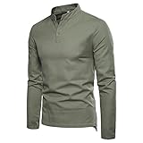 Shirt Herren Langarm V Ausschnitt Einfarbig Sweatshirt Herren Regular Fit Komfortabel Frühling Herbst Base Shirt Herren Business Lässig All-Match T-Shirt H