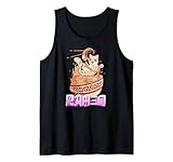 Japanisches Kawaii-Anime-Kätzchen in einer Schüssel mit Ramen, niedlicher Ramen Tank Top