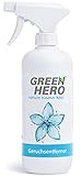 Green Hero Geruchsentferner Spray für Textilien, Schuhe etc. gegen Gerüche, 500 ml, Neutralisiert Gerüche wie Schweiß, Urin, Erb