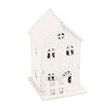 ANFUTON LED Leuchtend Holz Weihnachten Haus Dorf Dekorationen Weihnachtsbaum Hängende Ornament Dekoration Geschenk Desktop Ornament (Weiß A, Einheitsgröße)