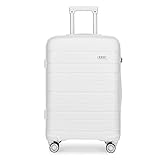 Kono Zwillingsrollen Reisekoffer TSA-Schloß 55cm Boardcase Trolley Koffer Polypropylen Hartschale Rollkoffer Handgepäck (Weiß, M/40L)