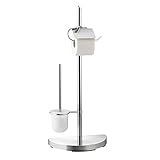 Ribelli WC-Garnitur verchromt mit Toilettenbürste mit Papierrollenhalter ca. 76 cm hoch - silberner WC Ständer Klobürste WC-Bürste mit Toilettenpap