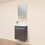 Sanotechnik Nora 3 teiliges Badmöbel-Set, Holz, Eiche Silber, 25 x 48 x 60