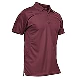 KEFITEVD Polo Funktionsshirt Herren Leicht Atmungsaktiv Kurzarm Tshirt Männer mit Kragen Knopfleiste Sportshirt Casual Freizeitshirt Weinrot L