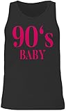 Shirtracer Karneval & Fasching Kostüm Outfit - 90s Baby Fuchsia - L - Schwarz - Vintage - BCTM072 - Tanktop Herren und Tank-Top M