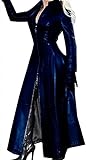 SKYWPOJU Damen Lange Leder Jacke Mantel PVC Trenchcoat Kunstleder Mode Elegant Winterjacke Parka Regenmantel (Color : Dark Blue, Size : 4XL)