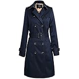 NEHARO Damen Trenchcoat Herbst mittellangen Trenchmantel Damenmantel doppelt Breasted Trenchcoat Wintermantel (Color : Blue, Größe : XXL)