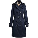 NEHARO Damen Trenchcoat Herbst mittellangen Trenchmantel Damenmantel doppelt Breasted Trenchcoat Wintermantel (Color : Blue, Größe : XXL)