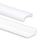 Aluminium Profil 2 Meter - Aluprofil für LED Stripes/Streifen Abmessung: 2000mm x 17mm x 7mm ALU Leiste (Alu Profil weiss inkl. milchiger Abdeckung für LED Streifen)