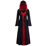 Darringls Halloween Kostüm Gothic Kleidung Damen Vintage Hoodie Kleid Lange Gothic Mittelalter Kleid Herbst Winter Umhang Oberteil Mit Kapuze Pullover Plus Size Kapuzenpullover Cosplay Kostü