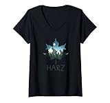 Damen Harz Wandern I Brockenbahn Brocken Motiv für Harzer T-Shirt mit V