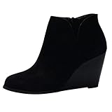 XUNN Damen Stiefeletten, Runde Spitze Wildleder High Heels, Einfarbig Kurze Stiefel Damenschuhe Frauen Boots Damenstiefel mit seitlichem Reiß