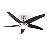 Klarstein Bolero - 2-in-1-Deckenventilator 134cm durchmessender Ventilator, Leuchte 55W Leistung, Holzflügel, Fernbedienung, 50 dB, 3 Drehgeschwindigkeiten: schnell, mittel, langsam, W