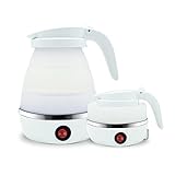 Xu Yuan Jia-Shop Wasserkocher 600ml Mini Elektrokessel Xiomi Edelstahl Silikon Tragbare Wasserkocher CHALALIRA ELETRICA Küchengeräte Werkzeug Elektrischer Wasserkocher (Color : White)