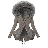 Übergangsjacken Damen Herbst Winter Regenjacke Plus Size Windjacke Winddicht Atmungsaktiv Regenparka Dicker Warm Wintermantel Einfarbig Funktionsjacken Komfortable Windbreaker Kapuzenp