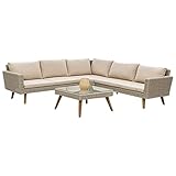 BJYX gartenlounge Loungeset Retro Lounge Gartengarnitur Ecklounge Rattan beige Ak