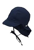 Sterntaler Unisex Schirmmütze mit Nackenschutz und Bindebändern, Alter: 6-9 Monate, Größe: 45, Blau (Marine)