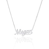 AWCCXMYM 2020 Silber Englisch Namenskette Typenschild Geburtstag Edelstahl Gravur Geschenk Personalisierten Schmuck