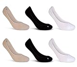 6 Paar Damen Sneaker Socken Füßlinge Baumwolle Schwarz Weiß Beige - 15500 (35-38, 6 Paar | Farbmix)