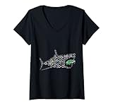 Damen Fisch frisst Auto Fahrrad Radfahrer Umwelt Klima Vintage T-Shirt mit V