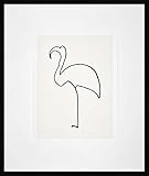 Nielsen Home Bild mit Rahmen 50x60 cm (hoch) - Picasso Le Flamand Rose I der Pelikan - Kunstdruck - Holzrahmen Schwarz - Premium Poster gerahmt Made in Germany