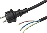 Meister Schutzkontakt-Zuleitung - 5 Meter - schwarz - Gummischlauchleitung H05RR-F3G1,5 - 3 Adern - IP20 / Anschlussleitung mit Schuko-Stecker / Anschlusskabel / Installationsmaterial / 7434320