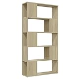 Hogotin Bücherregal Ordnerregal Bücherregal Wand Regal Bücher Raumteiler Sonoma-Eiche 80x24x155cm Spanplatte Für Wohn- Und S