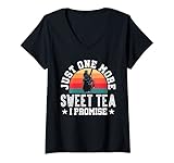 Damen Just One More Sweet Tea I Promise Eistee T-Shirt mit V