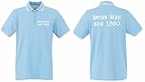 München Herren Retro Poloshirt Weiss-blau seit 1860 Löwen Shirthellblau-XL