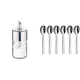 WMF Barista Zuckerstreuer, 240g, Glas, Cromargan Edelstahl, poliert & Nuova Espressolöffel Set, 6-teilig, Espressolöffel, spülmaschinengeeignet, L 11 cm, Cromargan Edelstahl p