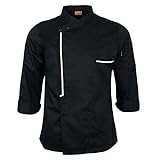 NC 3x Frauen Retro Chefjacke Mantel Uniform Langärmliges Hotel Küchenbekleidung