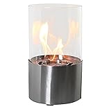 ZCBYBT Tabletop-Feuerstelle, Glasstein-Tabletop-Kamin-Edelstahl-Material und Winddichte Glasabdeckung, Ethanol-Kamin Weihnachten Geburtstagsfeier und Sp