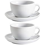 Viva-Haushaltswaren 2 dickwandige große Cappuccinotassen aus weißem Porzellan 0,28l in 2. W